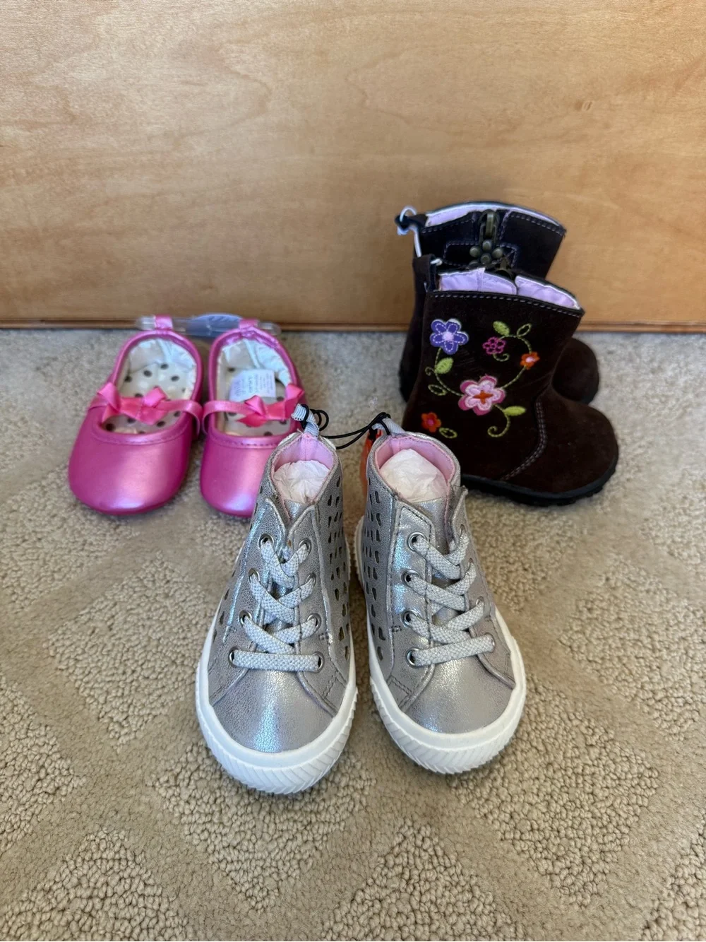 Baby Size 2 Shoe bundle - Sneaker, Mary Jane and Boot (3 pairs)